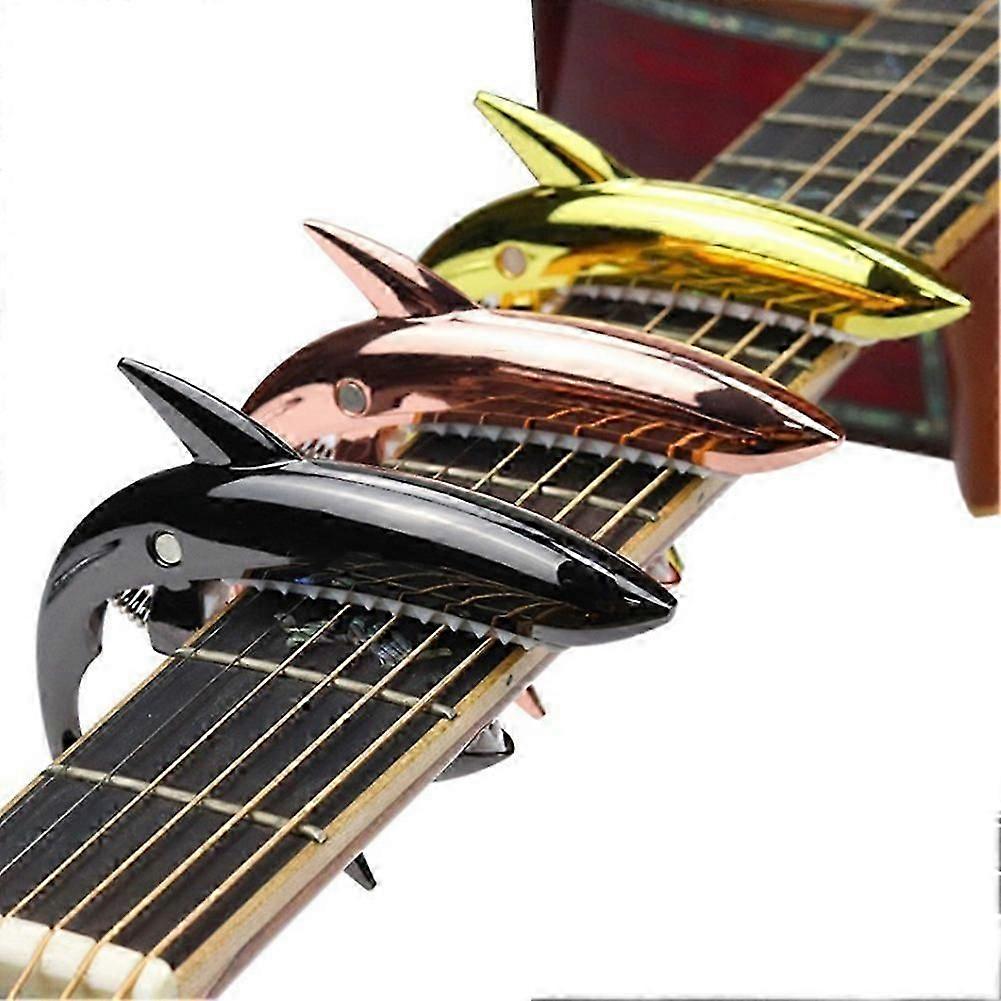 Shark Guitar Capo Zinc Alloy Universal Quick Replace Clamp for Acoustic Guitar Metal Electric Guitar Clip-on（BLACK）