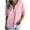 Pink, variant on Womens Cotton Linen Baggy Shirts V Neck Short Sleeve Blouses Loose Button Down Shirt Casual Comfort Boxy Tops