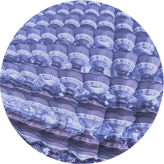 Ahgly Company Tapis Rond Lavable en Machine Intérieur Transitionnel Bleu Ardoise, 4 Pieds Rond