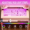 thumbnail image 6 of ICEELF Small Vanity Desk for Girls with Tempered Glass Top, Smart RGB Drawer, APP & Remote, 6000+ Colors, Music Sync, Timer, 3-Color LED Mirror, 5 Shelves, Pink, 6 of 10