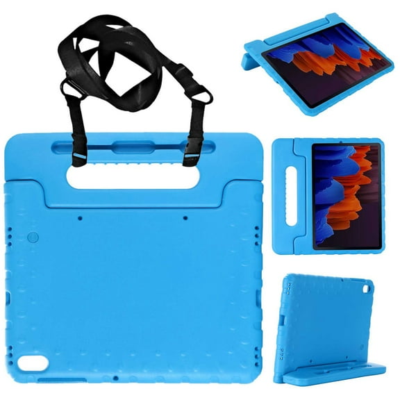 Dteck Galaxy Tab S7 12.4 inch 2020 Tablet Case with Shoulder Strap, Crossbody Lightweight EVA Foam Shockproof Convertible Handle Stand Cover Kids Friendly Case, Blue