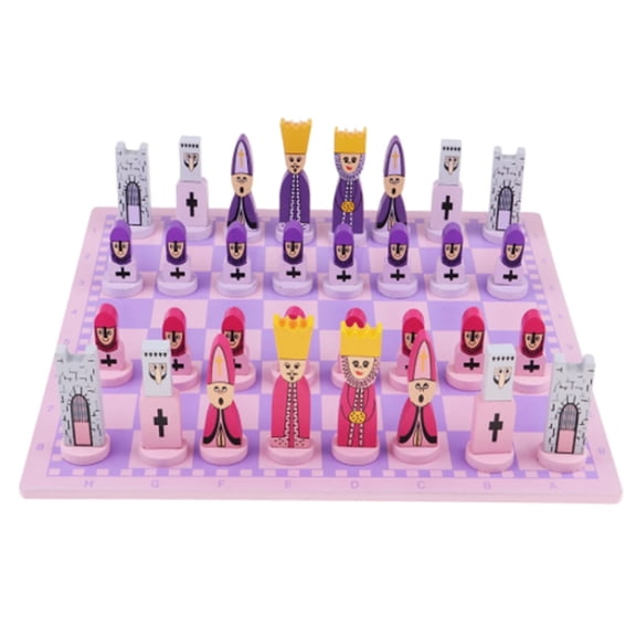 Travel Chess Set with Board Educational and Adults Pink