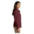 thumbnail image 3 of Port & Company Womens Carefree Poplin Long Sleeve Shirt Burgundy Small, 3 of 4