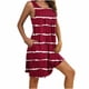 thumbnail image 1 of Camisón sin mangas con bolsillos y estampado para mujer, camisón plisado con cuello redondo, vestido de poliéster para mujer, 1 of 7