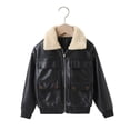 thumbnail image 3 of Esaierr Kids Boys Leather Jackets for Toddler Baby Faux Motorcycle PU Leather Coats Children Short Leather Jacket Outerwear Coats Aged for 1-7 Years, 3 of 8