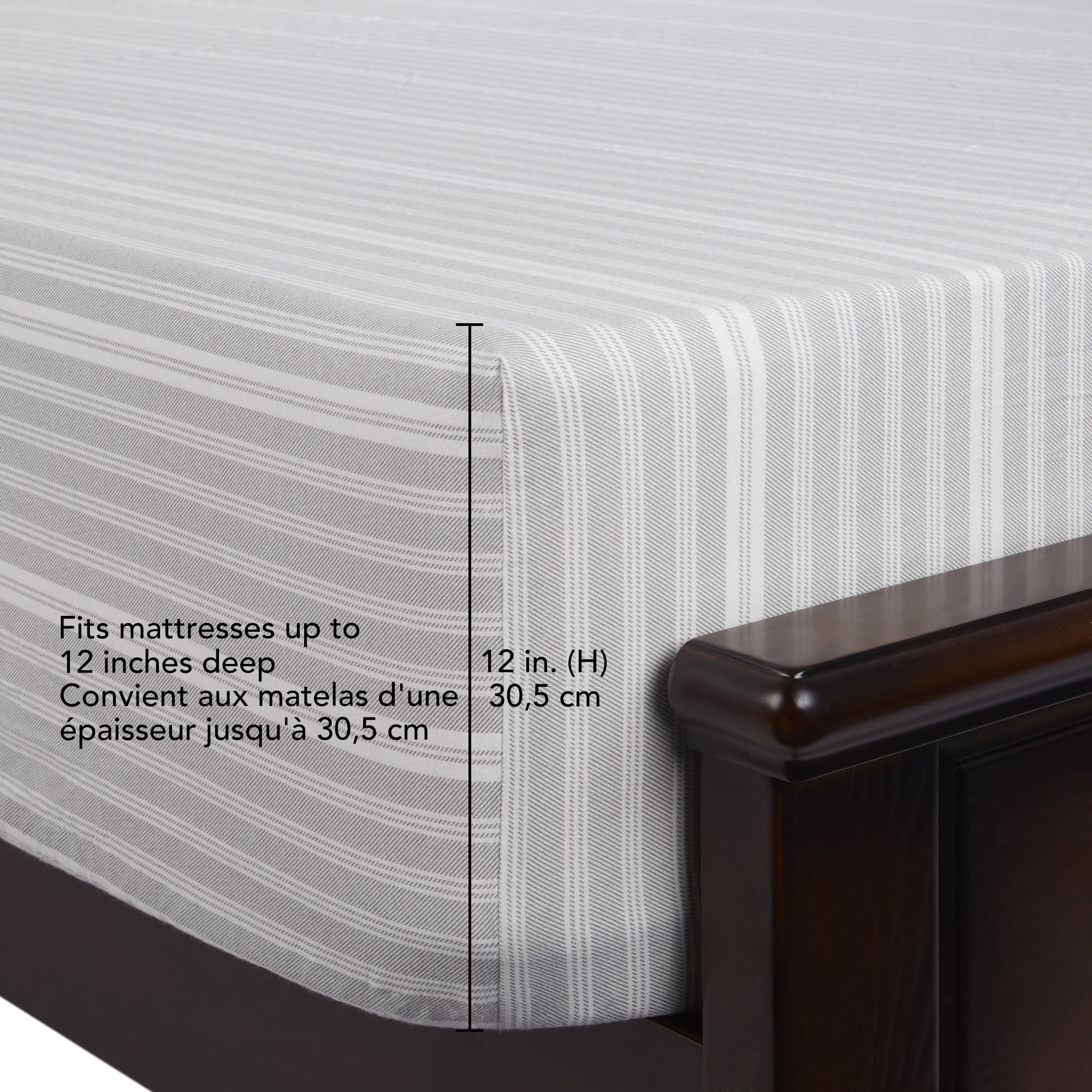 HOMETRENDS 3-Piece Glasgow Stripe Flannel Sheet Set, Twin, 100% Cotton