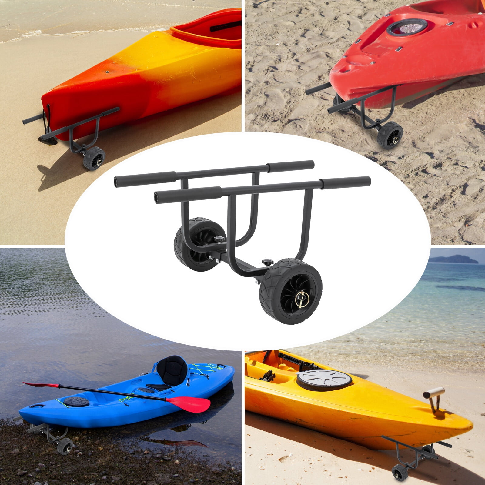 220.46lbs Capacity Kayak Canoe Boat Carrier Rack Dolly Trailer Trolley Transport Cart Wheel 24.41*15.55inch