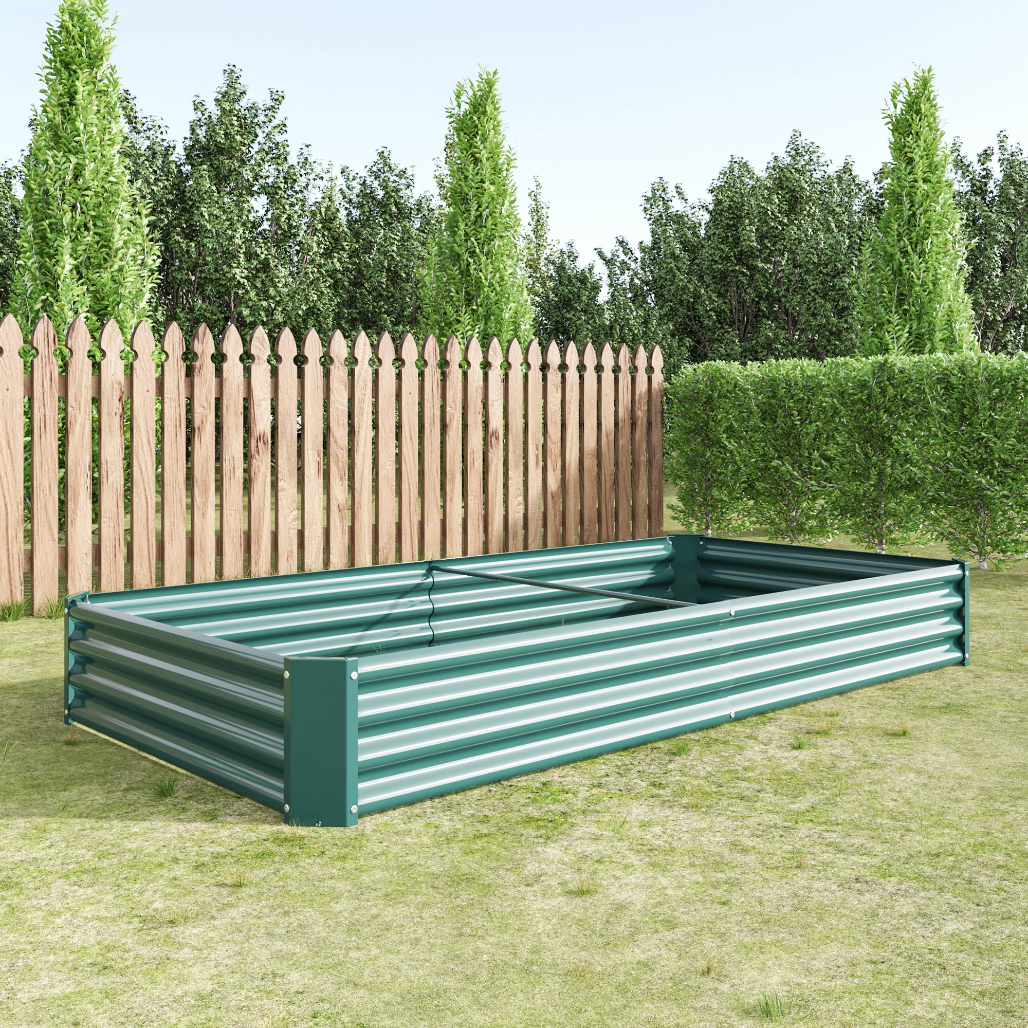 Miniyam 7.6×3.7×0.98ft Metal Raised Garden Bed, Rectangle Raised Planter for Flowers Plants, Vegetables Herb, Green