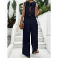 thumbnail image 3 of MORTTIC Women's Elegant 2-Piece Matching Set, Sleeveless Crop Top and Wide Leg Trousers Outfits, S, 3 of 6