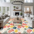 thumbnail image 4 of Summer Ocean Washable Living Room Rugs 6'x9', Watercolor Red Yellow Coral Low Pile Throw Large Area Rug Non-Slip Sturdy Edge Binding Carpet for Dining Room Kitchen Office, 4 of 9