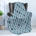 thumbnail image 4 of Ethnic Soft Flannel Fleece Throw Blanket, Monochrome Design Medallion Shape Oreitnal Motif in Vertical Order, Cozy Plush for Indoor and Outdoor Use, 60" x 80", Sky Blue Petrol Blue, by Ambesonne, 4 of 5