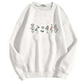 thumbnail image 4 of Arlun Crewneck Sweatshirts Womens Trendy Floral Printed Soft Comfortable Long Sleeve Hoodless Tops 2025 Fall Winter Baggy Drop Shoulder Pullovers White XL, 4 of 4