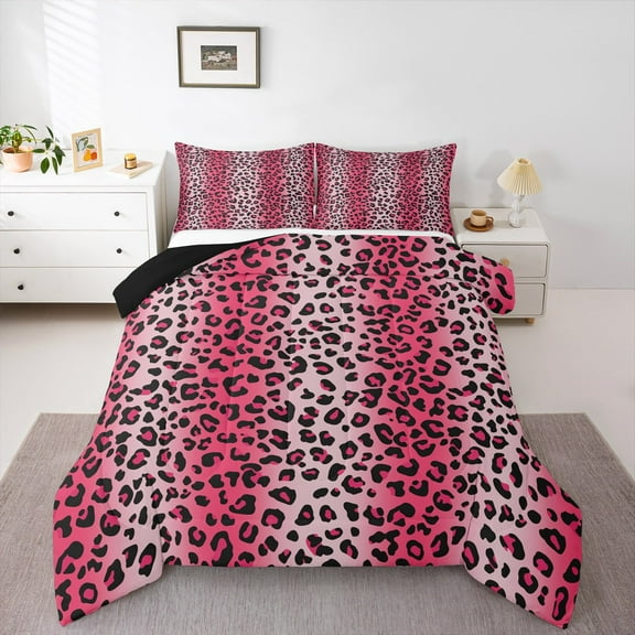 Erosebridal Jungle Wild Animal Bedding Toddler Comforter Set,Cheetah Print Down Comforter,Pink Line Leopard Print Bedding Sets Toddler with Comforter ,Breathable Room Decor Reversible,2 Pieces