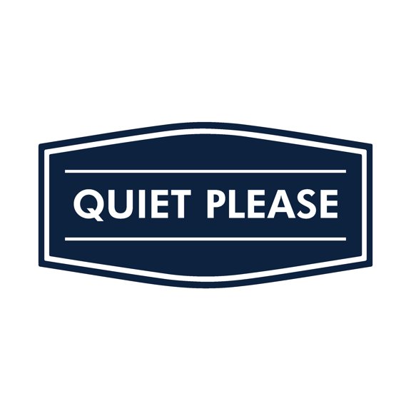 Signs ByLITA Fancy Quiet Please Sign (Navy Blue/White) - Large