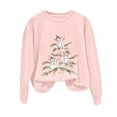 thumbnail image 4 of UngA Christmas Sweatshirts Women Casual Christmas Tree Pullover Shirt Long Sleeve Xmas Vacation Party Clothes Top Sweatshirt Women (Pink,M), 4 of 6