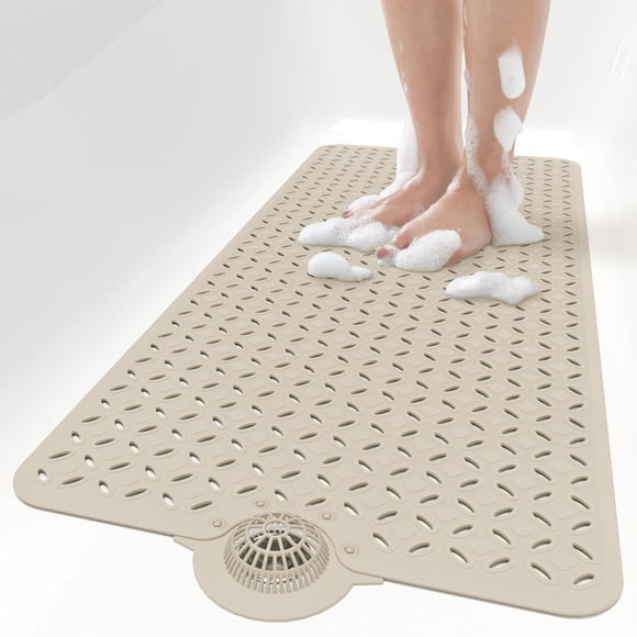 Alfombra de baño OTHWAY antideslizante de 39 x 17 pulgadas de TPE con recogedor de pelo, color marró