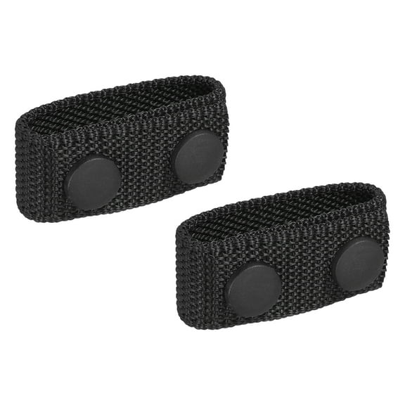 Uxcell Nylon Belt Keepers, 2 Pcs Double Snaps Belt Keepers Nylon Webbing Loop Holder with Double Snaps for 2.2 Inch Wide Belt Duty Belt Security Fixing, Black