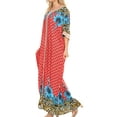 thumbnail image 3 of Sakkas Sabra Womens Long Casual Cover-up Tunic Kaftan V neck Dress - 1917-Fuchsia - XL, 3 of 5