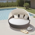 thumbnail image 3 of MICTONY Housse de Coussin de Lit de Jour d'Extérieur, Housse de Lit de Jour de 66 Pouces de Remplacement avec Bande Élastique, Housse de Coussin de Lit de Soleil, Lit Rond d'Extérieur Cu, 3 of 9