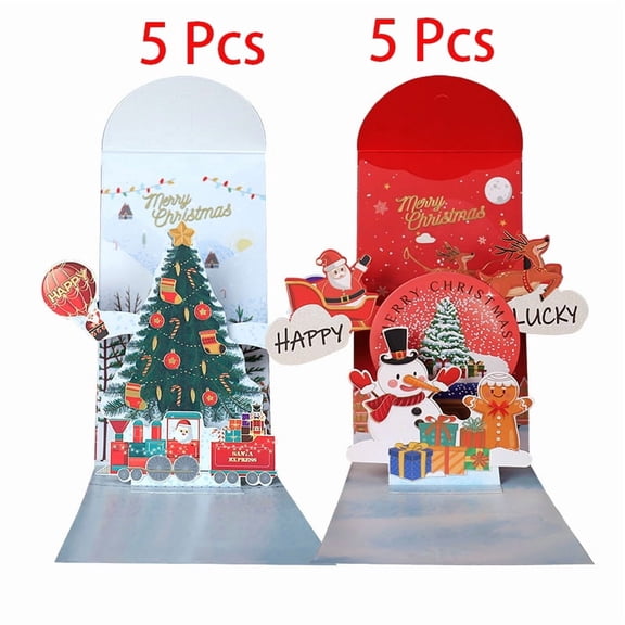 10 sets Christmas 3D three-dimensional red envelope Christmas day greeting card