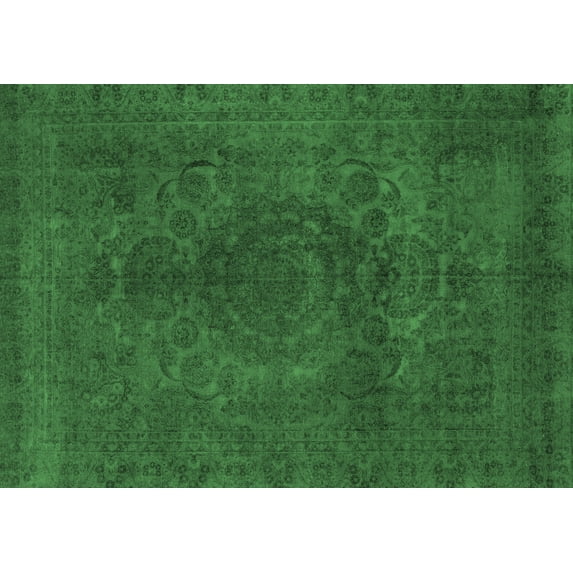 Ahgly Company Indoor Rectangle Abstract Emerald Green Modern Area Rugs, 5' x 8'