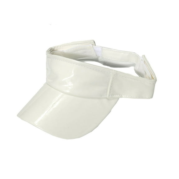 ZQUUVOU Women's and Men's Visor Cap Shiny PU Leather Outdoor Sun Sport Hat Breathable Running Hiking Sun Protection White