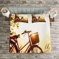 thumbnail image 3 of Ambesonne Retro Quilted Bedspread Set 3 Pcs, Bike in Sepia Tones Rural, King Size, Red Orange Yellow, 3 of 3