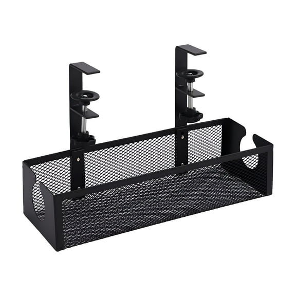 LAMIRO l under Desk Cable Management Tray Cord Organizer Multifunctional Saving Space with Clamp for Keeping Desktop Floor Tidy