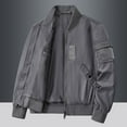 thumbnail image 2 of ZCFZJW Men's Bomber Jacket Lightweight Casual Spring Fall Long Sleeve Windbreaker Zip Up Flight Outwear Coat with Cargo Pocket Gray XXXL, 2 of 9