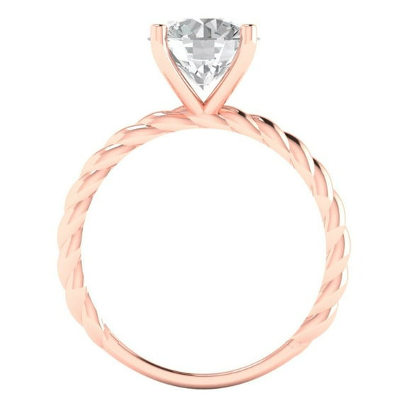 2 ct Round Cut White Sapphire Solitaire Engagement Ring for Women in 18K Rose Gold
