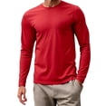 thumbnail image 2 of COSFO Athletic Men Tee Shirts Dry Fit Workout Long Sleeve Red Shirts Pullover Slim Fit Mesh Crew Neck Moisture Wicking Men's T-Shirts, 2 of 7