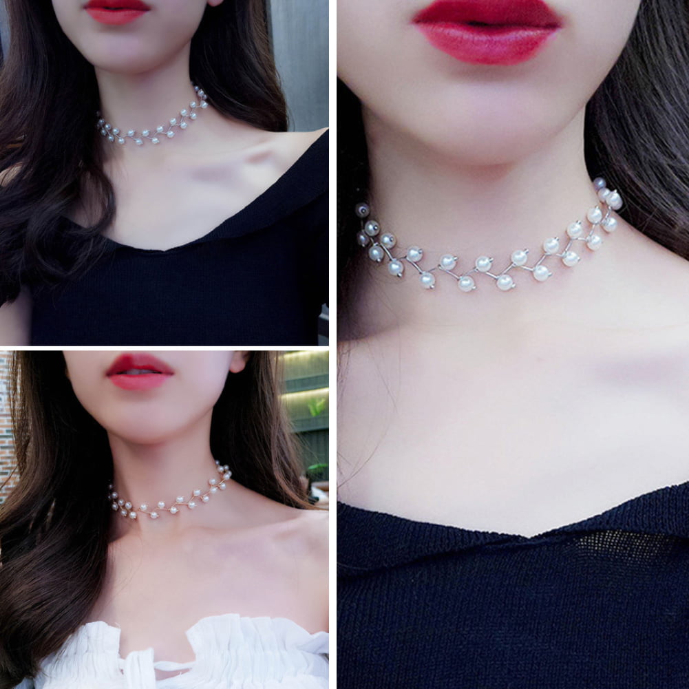 Pearl Choker for Girl Faux Pearl for Women White Beaded Necklace for Teen Girls