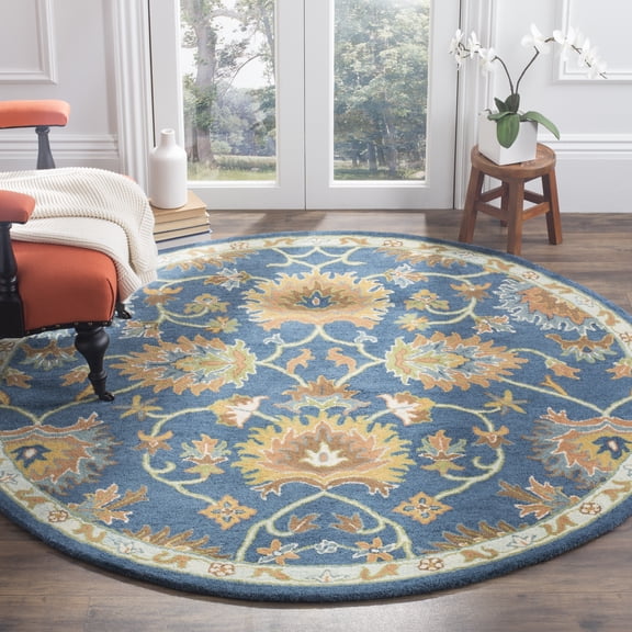 Safavieh Heritage Sharla Oriental Wool Area Rug, Navy, 6' x 6' Round