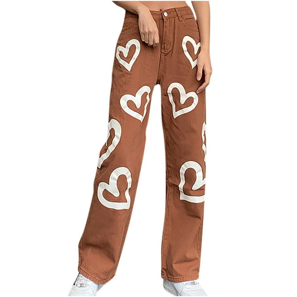 Pantalones vaqueros de moda informales de cintura media con bolsillos lavados rectos ajustados para mujer Fridja hfkajh103226