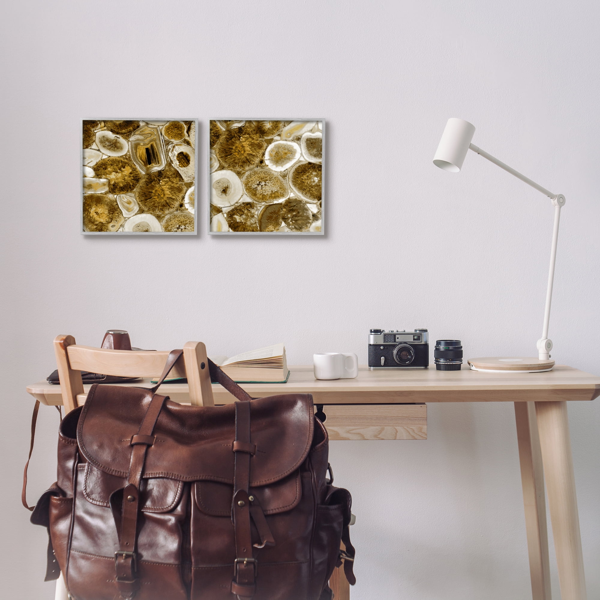Stupell Abstract Geodes Mineral Nature Abstract Photography Gray Framed Art Print Wall Art, Set of 2