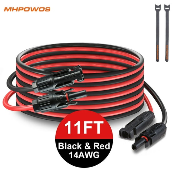 MHPOWOS 11.5ft 14awg Solar Panel Extension Cable Waterproof Solar Wire Charge Cord