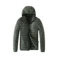 thumbnail image 2 of Men's Winter Large Size Cotton-padded Jacket with Hooded Slim Fit Lightweight Design for Cold Weather Outings, Daily Casual Wear, and Holiday Season Activities,Army Green,L, 2 of 9