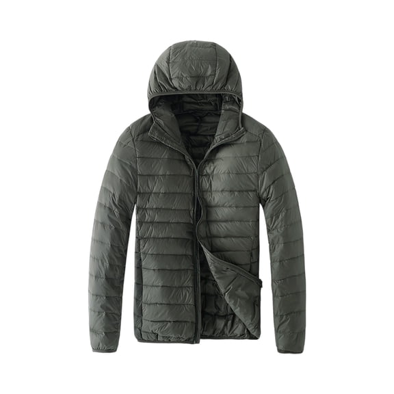 Wutalume Men's Winter Large Size Hooded Cotton-Padded Jacket with Lightweight Design, Loose Fit for Easy Movement, Warm Insulation for Daily Wear,Army Green L