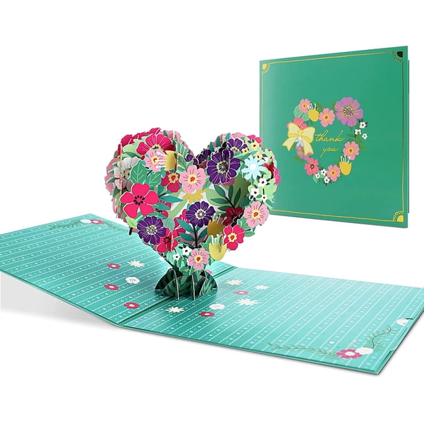 Ramo de flores de corazón 3D, tarjetas de felicita... – Grandado