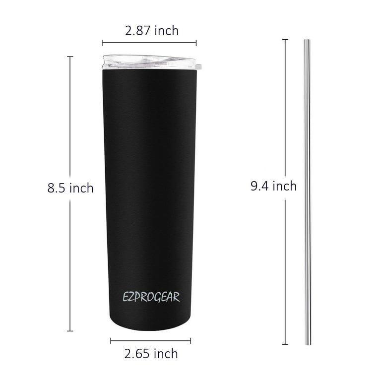 Ezprogear 20 oz Slim Blue Cornflower Stainless Steel Skinny Insulated  Tumbler 2 Straws, Brush, Lid