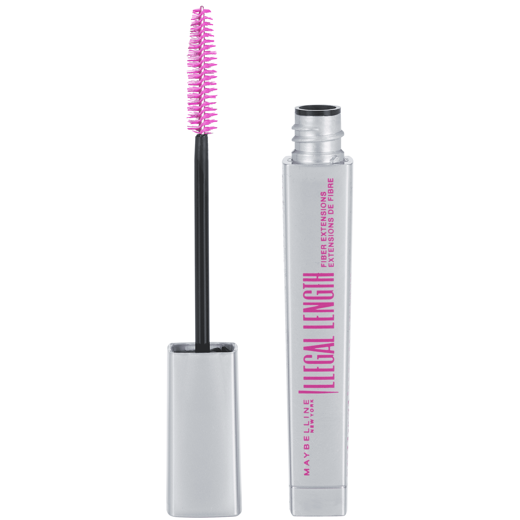 (3 pack) Maybelline Illegal Length Fiber Extensions Washable Mascara, Blackest Black