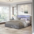 thumbnail image 6 of Caidi Full Size Bed Frame with LED Light Headboard, Upholstered Platform Bed (Light Grey-Full), Wood, 6 of 7