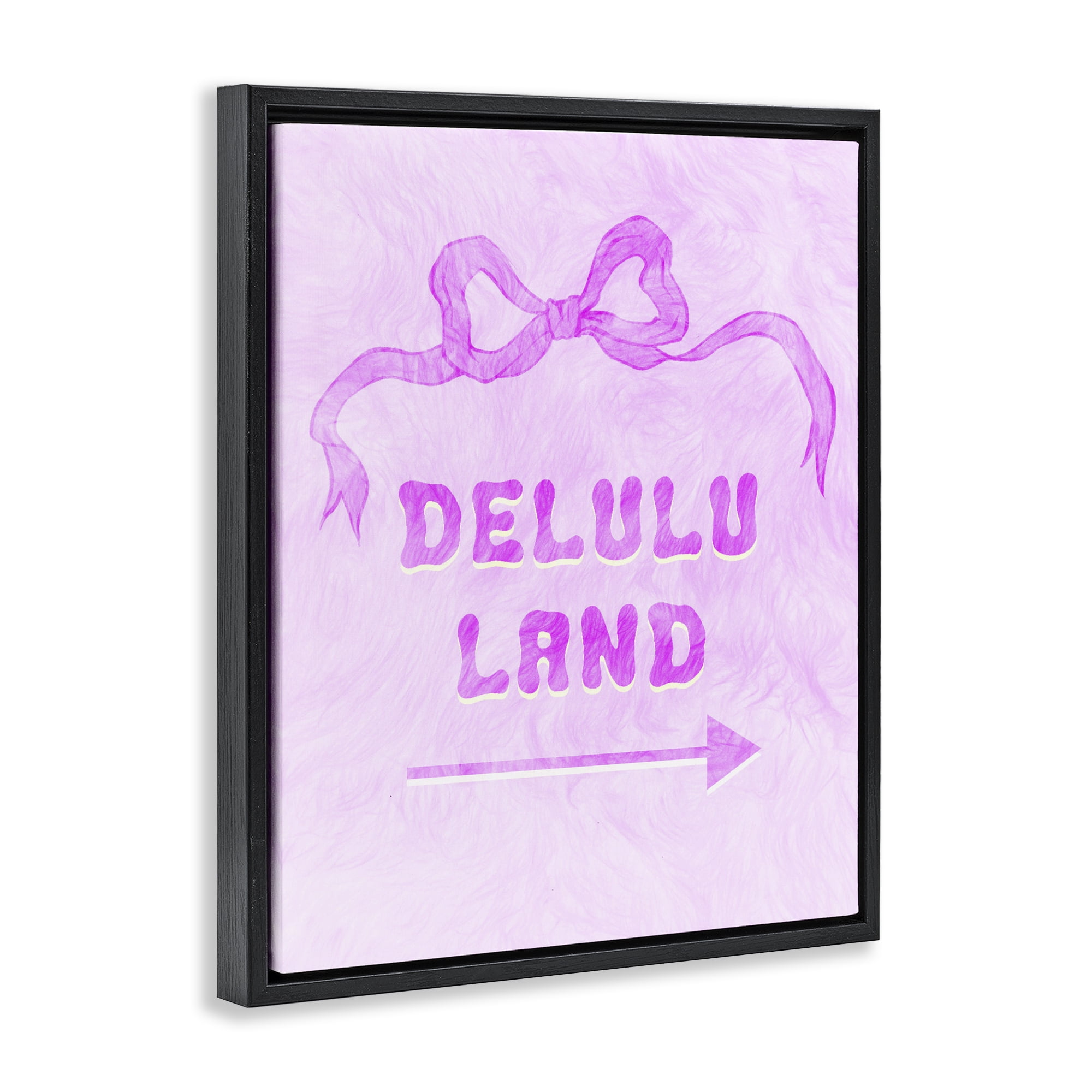 Stupell Industries Delulu Land Feminine Ribbon Black Framed Floater Canvas Wall Art, design by Ziwei Li