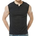 thumbnail image 2 of Men's Tank Tops Qiggri Men Casual Solid Sleeveless Pullover Sports Vest Button T Shirt Blouse Muscle Shirts, 2 of 9