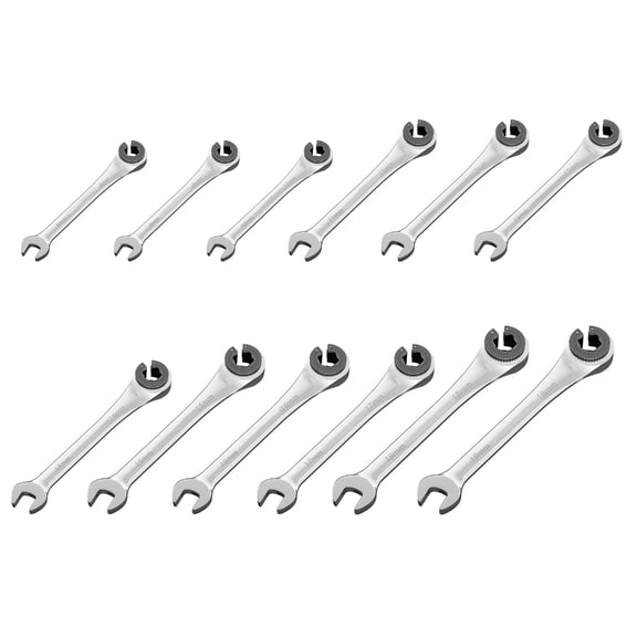 Professional Ergonomic Oil Tube Access Ratcheting Wrench Spanner 8-19mm With Open End For Automotive Brake Line Service