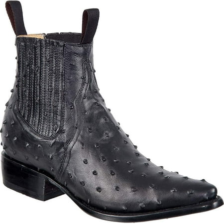 

The Western Shops Men’s Leather Cowboy Ostrich Quill Print Short Ankle J Toe Boot