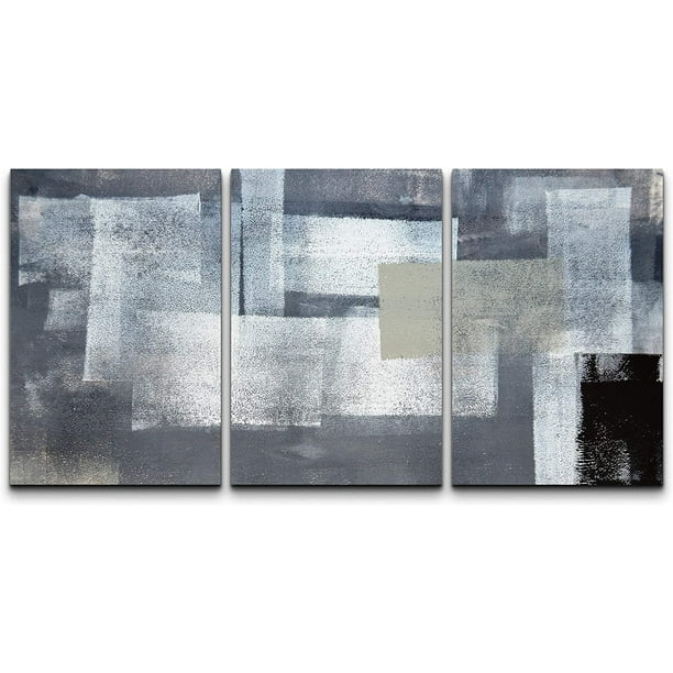 Wall26 - 3 Piece Canvas Wall Art - Grey and Green Abstract Art Painting ...