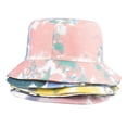 thumbnail image 4 of Tie Dye Bucket Hat Reversible Algodón Multicolor Fisherman Cap Packable Sun Hat (Rosa Verde) oso de fresa Electrónica, 4 of 5