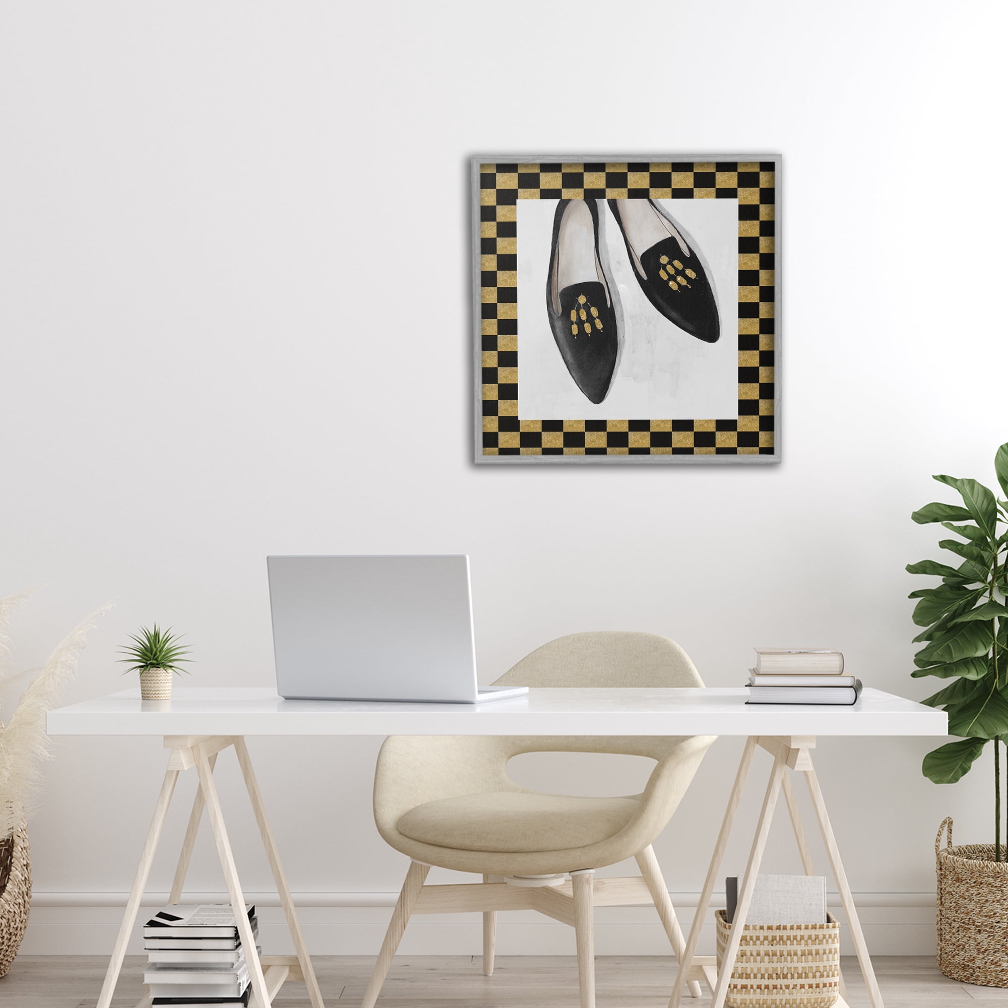 Stupell Industries Luxe Black Flats Gray Framed Giclee Art, design by Lorenzo Collective