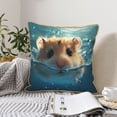 thumbnail image 4 of KLL Cute Swimming Guinea Pig Decorative Throw Pillow Covers Velvet Soft for Couch Sofa Bedroom Living Room Outdoor (No pillow core)- 18"x18", 4 of 5